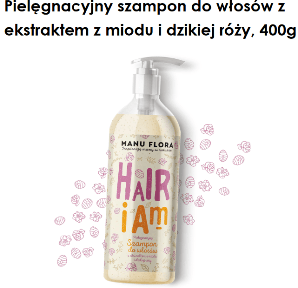 Pielęgnacyjny szampon do włosów z  ekstraktem z miodu i dzikiej róży, 400g